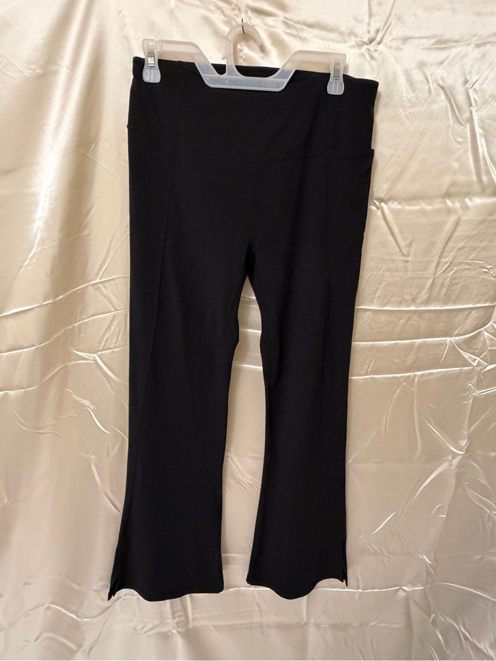 Sweaty Betty Super Soft Flare Leggings XL US 12 Black Split Hem Yoga Pants